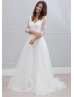 Ivory Lace Tulle Keyhole Back Chic Wedding Dress